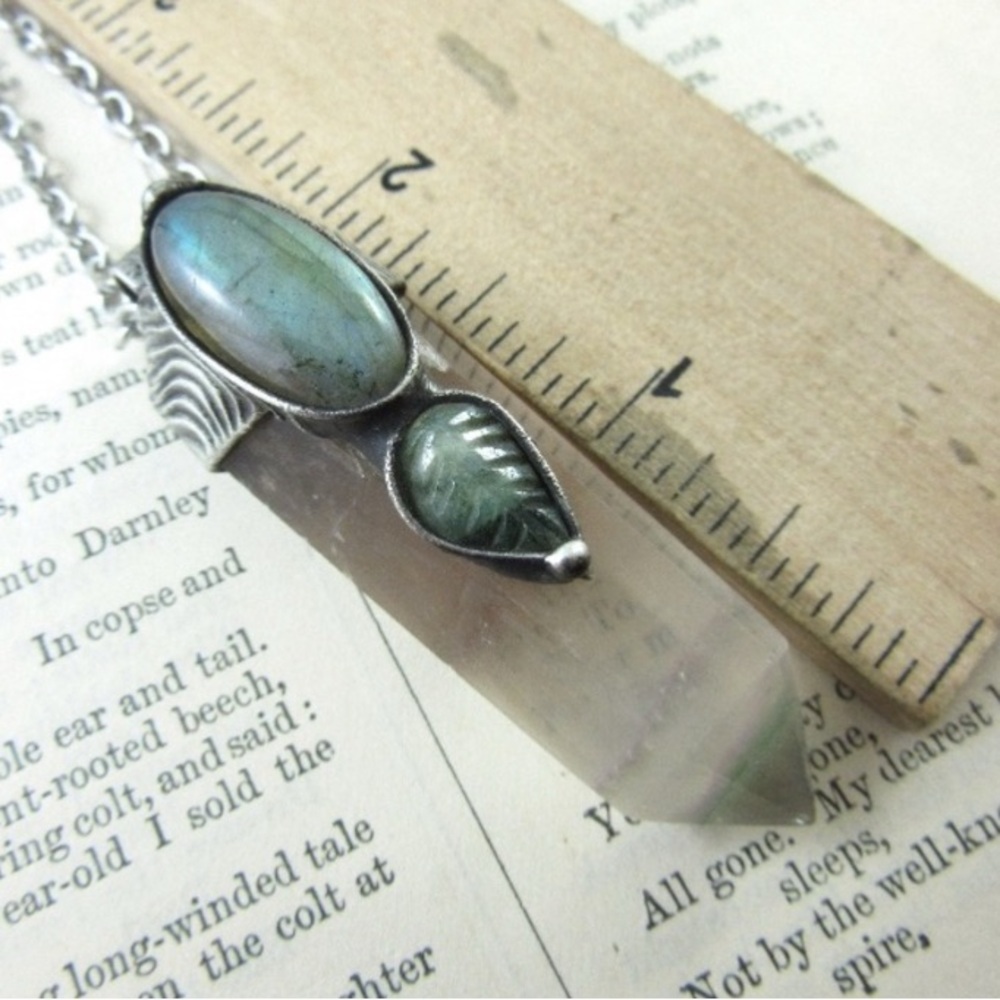 Labradorite & Fluorite Crystal Pendant - Picture 4 of 5